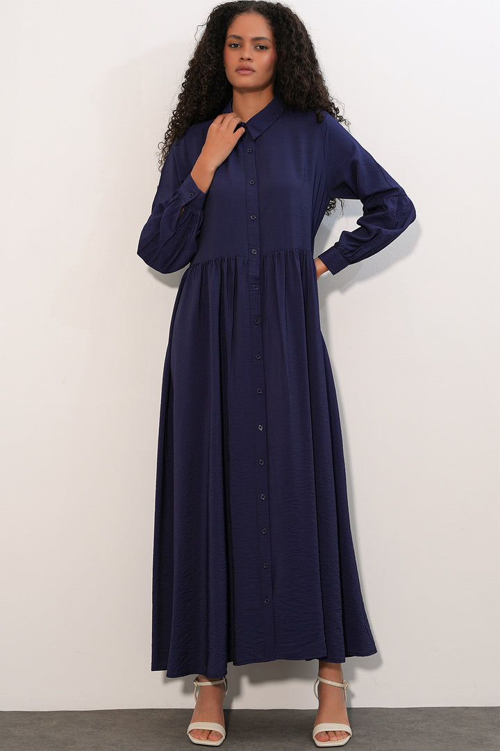 Bigdart Robe longue à boutons pour femme 2591 - Bleu marine