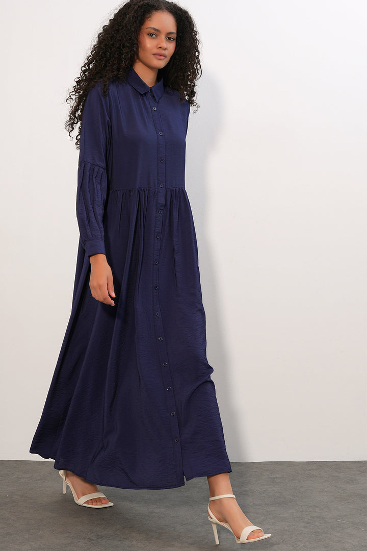 Bigdart Robe longue à boutons pour femme 2591 - Bleu marine