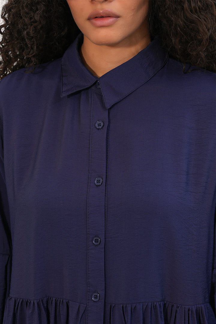 Bigdart Robe longue à boutons pour femme 2591 - Bleu marine