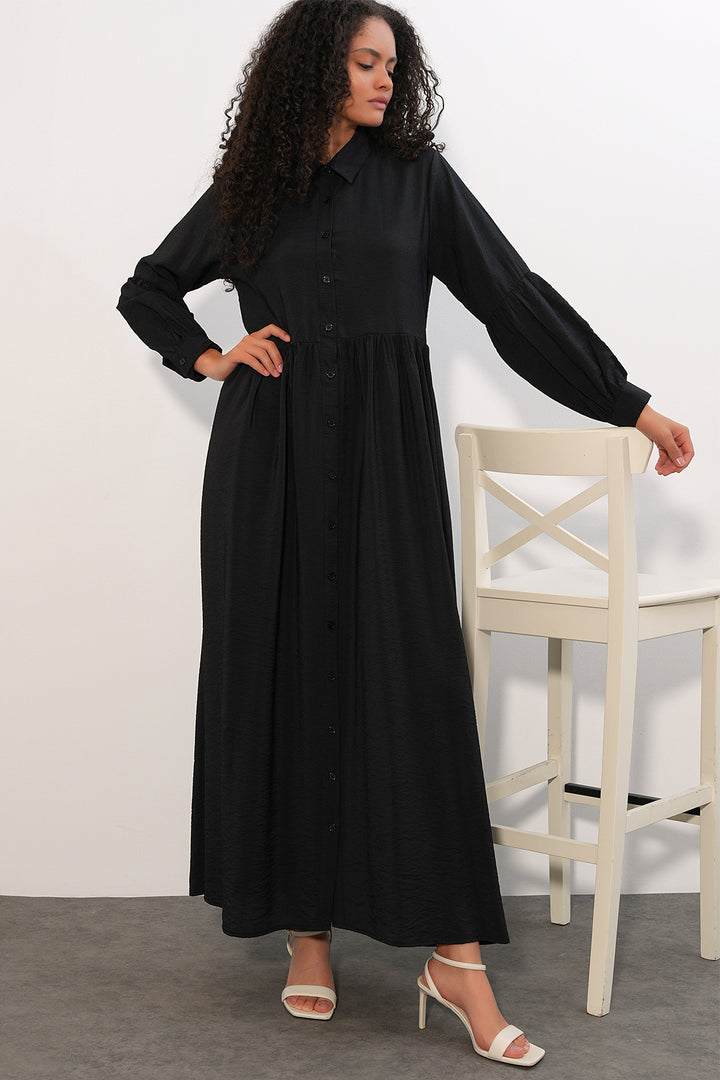 Bigdart Robe longue à boutons pour femme 2591 - Noir