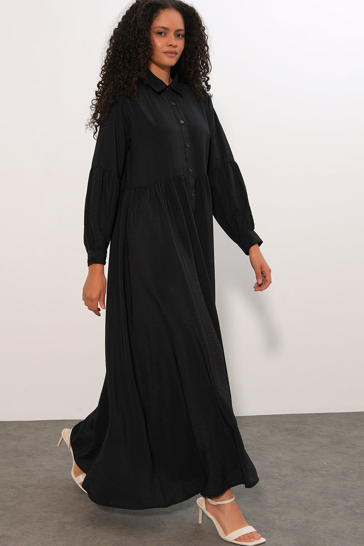 Bigdart Robe longue à boutons pour femme 2591 - Noir