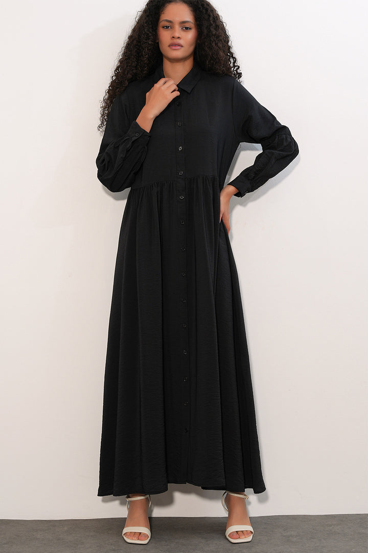 Bigdart Robe longue à boutons pour femme 2591 - Noir