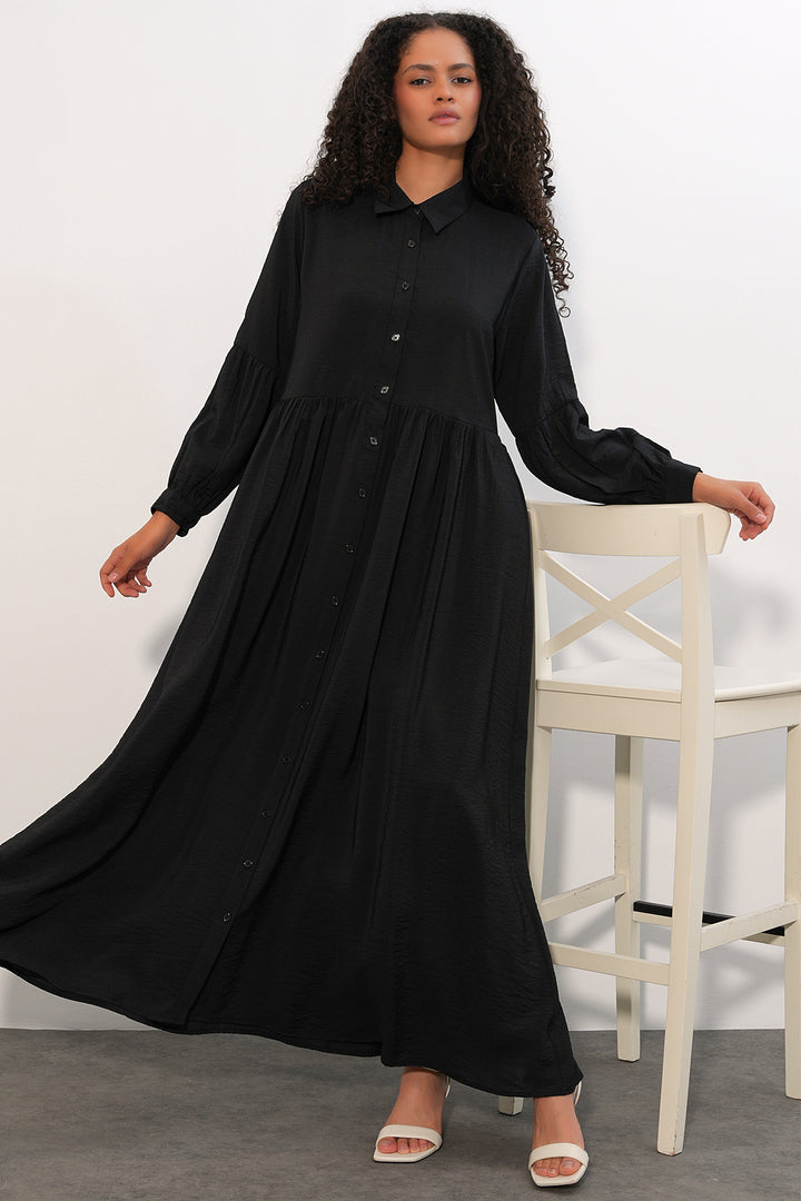 Bigdart Robe longue à boutons pour femme 2591 - Noir