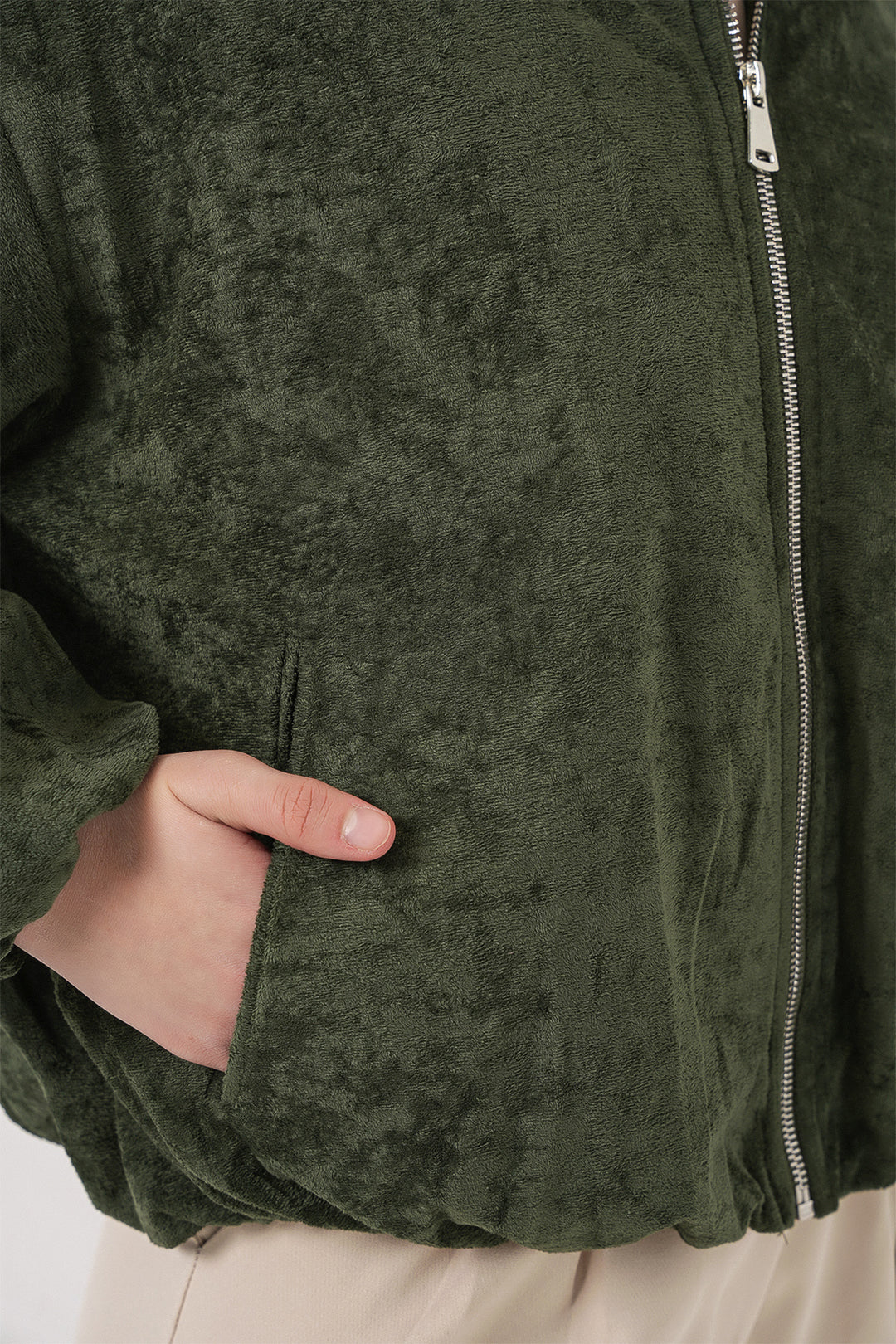 Bigdart Veste en Velours Oversize à Cordons Femme 0733 - Kaki