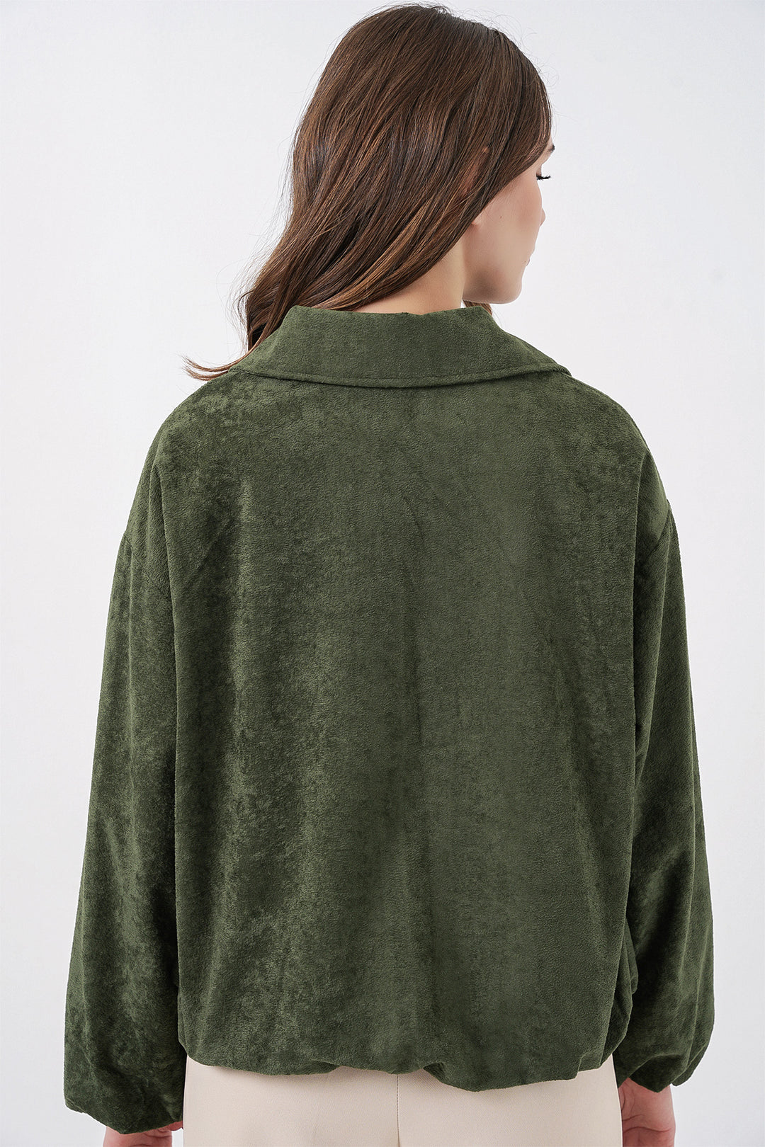 Bigdart Veste en Velours Oversize à Cordons Femme 0733 - Kaki