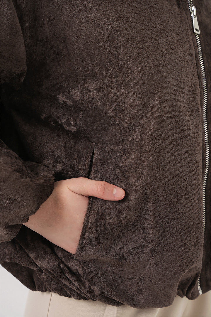 Bigdart Veste en Velours Oversize à Cordons Femme 0733 - Marron