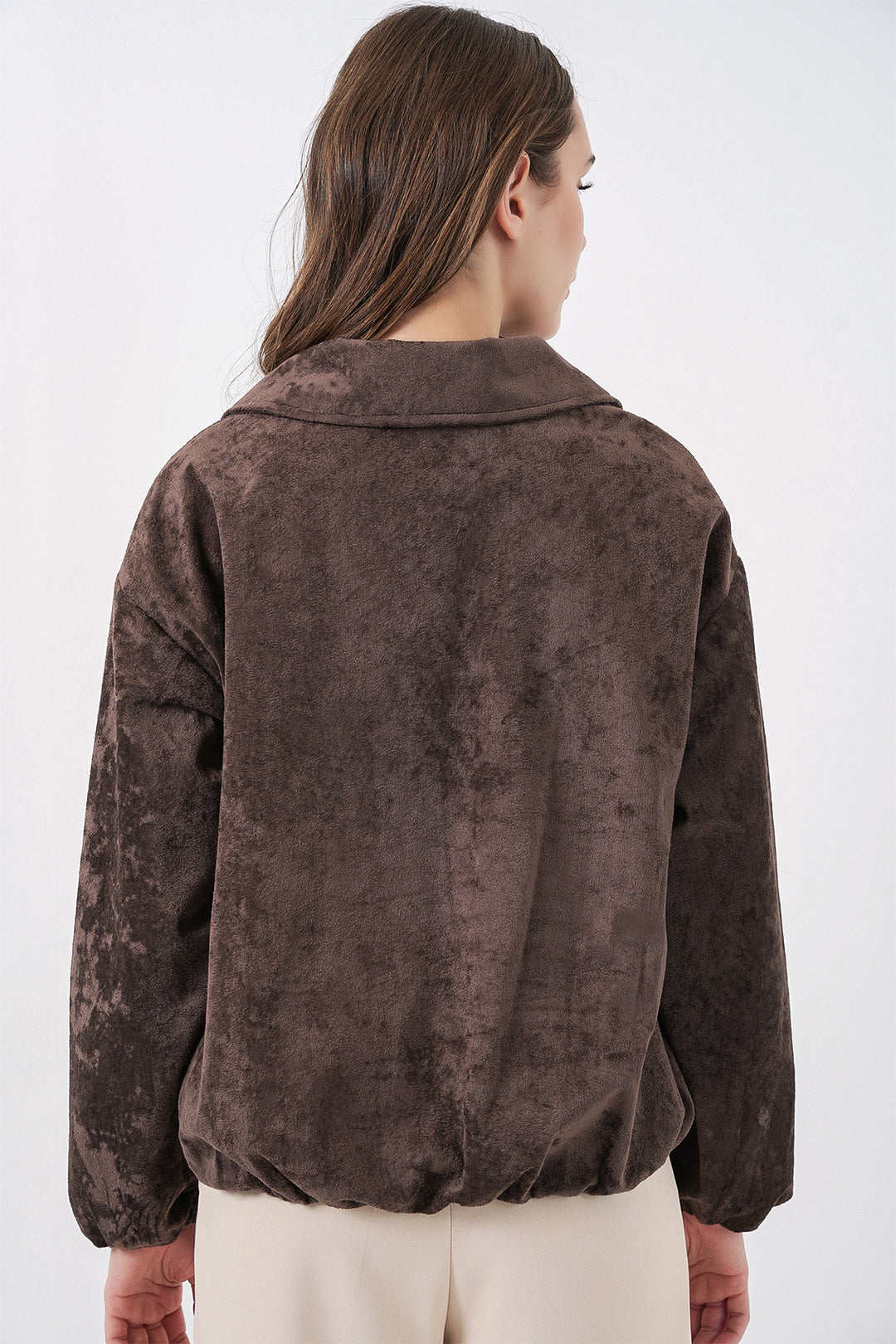 Bigdart Veste en Velours Oversize à Cordons Femme 0733 - Marron