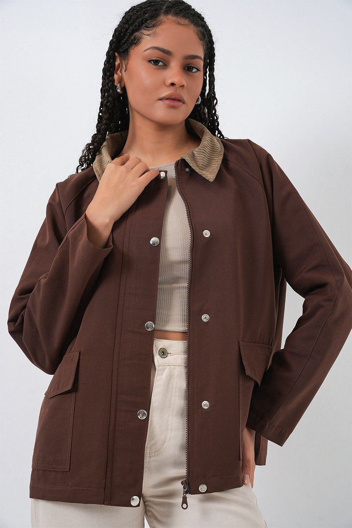 Bigdart Veste Oversize à Poches Femme 5973 - Marron