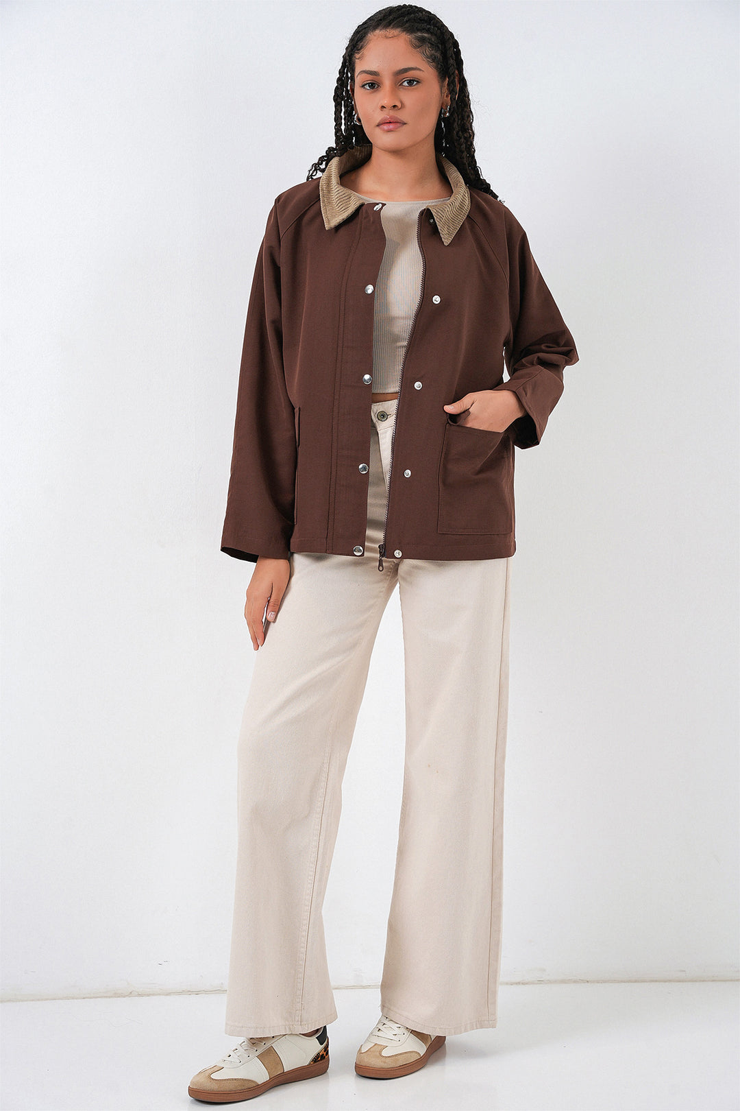 Bigdart Veste Oversize à Poches Femme 5973 - Marron