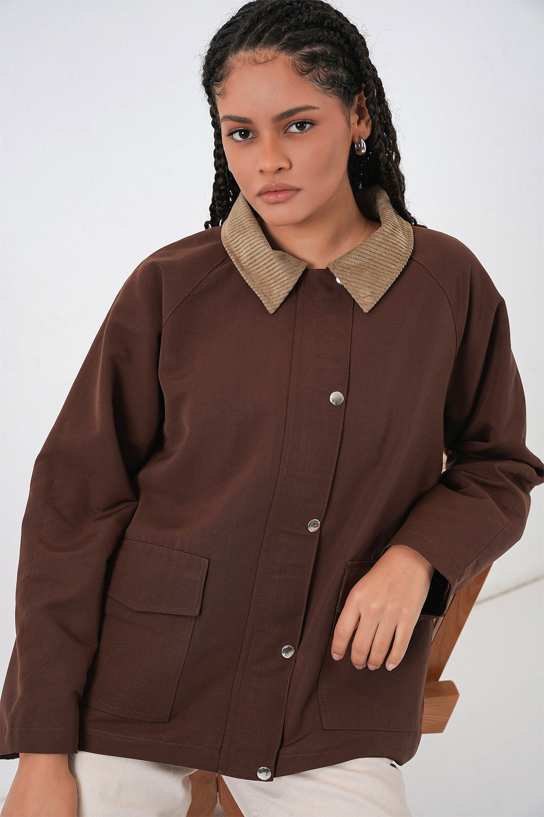 Bigdart Veste Oversize à Poches Femme 5973 - Marron
