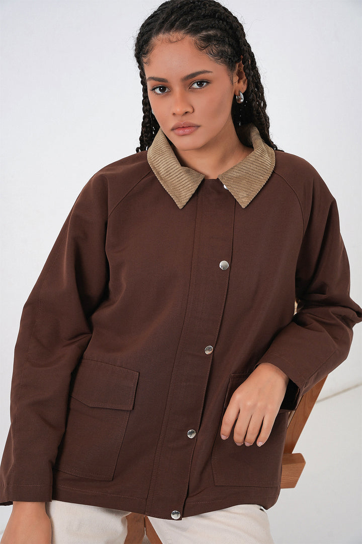 Bigdart Veste Oversize à Poches Femme 5973 - Marron