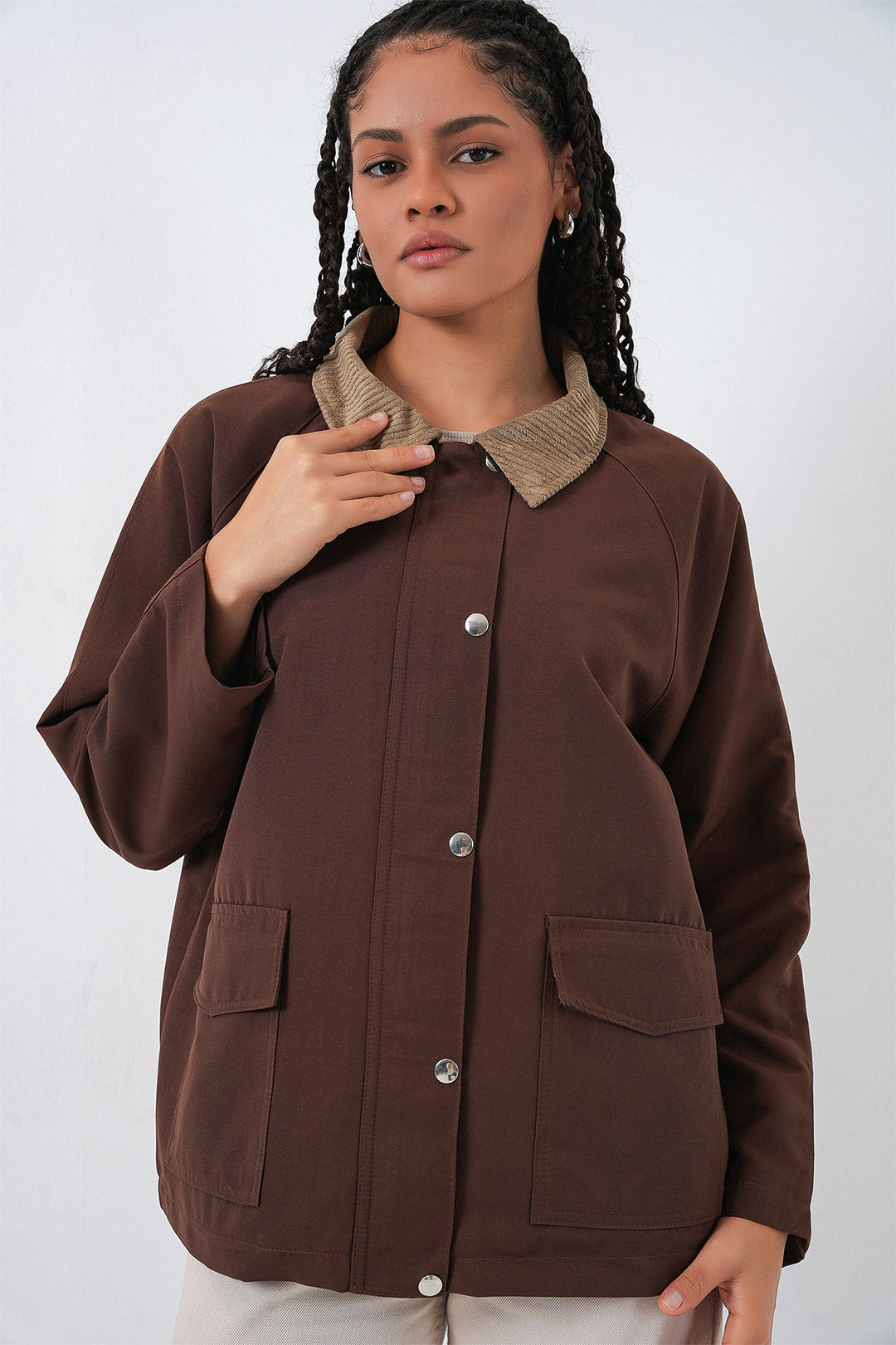 Bigdart Veste Oversize à Poches Femme 5973 - Marron