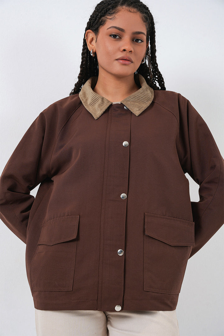 Bigdart Veste Oversize à Poches Femme 5973 - Marron