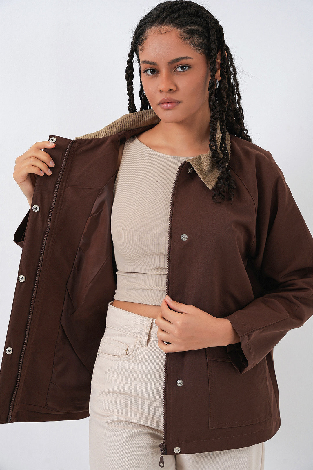 Bigdart Veste Oversize à Poches Femme 5973 - Marron