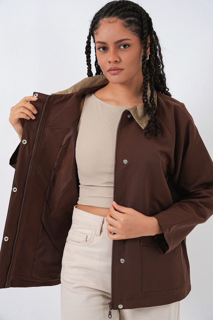 Bigdart Veste Oversize à Poches Femme 5973 - Marron