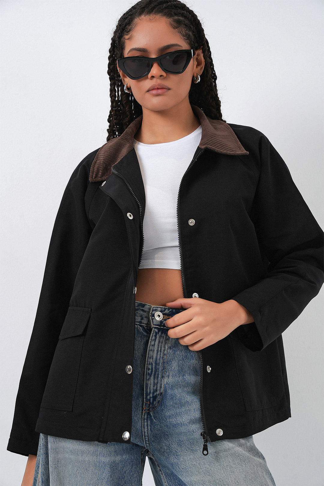 Bigdart Veste Oversize à Poches Femme 5973 - Noir