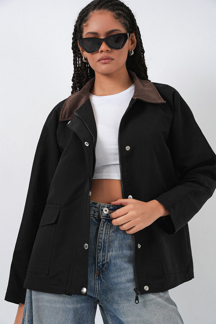 Bigdart Veste Oversize à Poches Femme 5973 - Noir