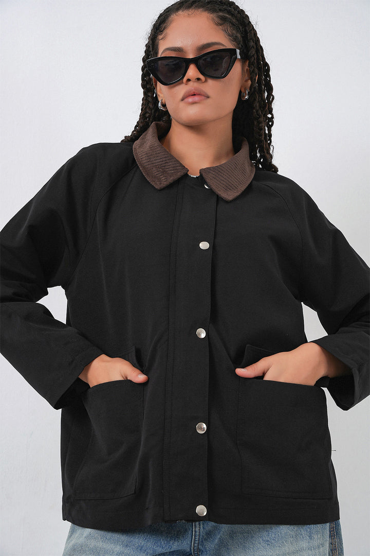 Bigdart Veste Oversize à Poches Femme 5973 - Noir