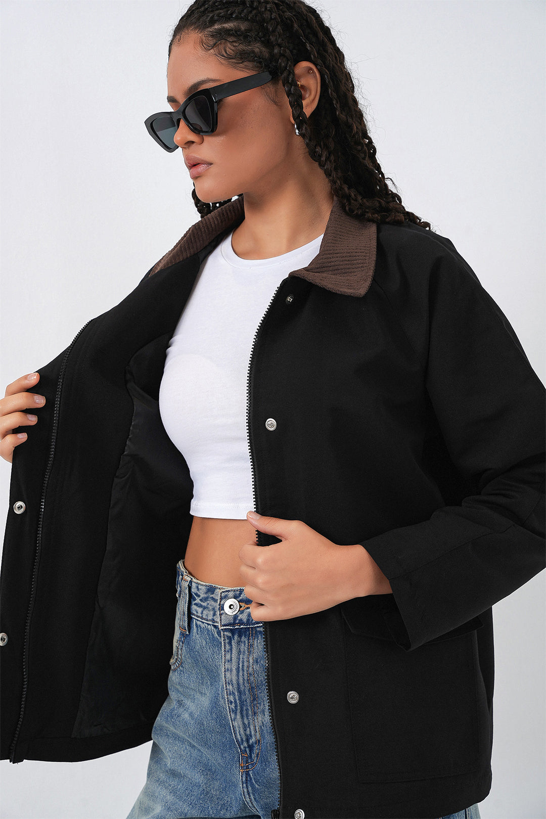 Bigdart Veste Oversize à Poches Femme 5973 - Noir