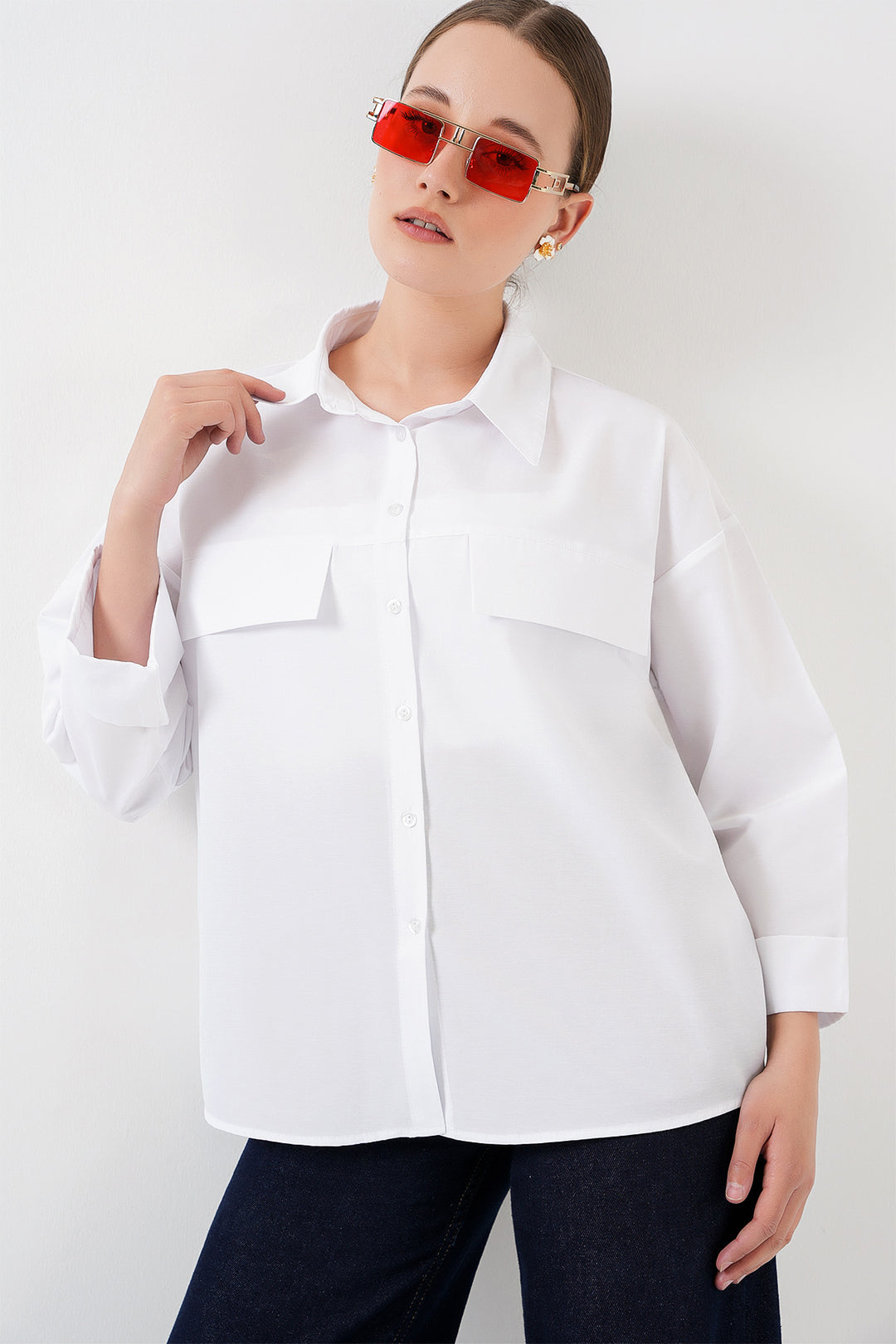Bigdart Chemise oversize à poches pour femmes 20313 - Blanc
