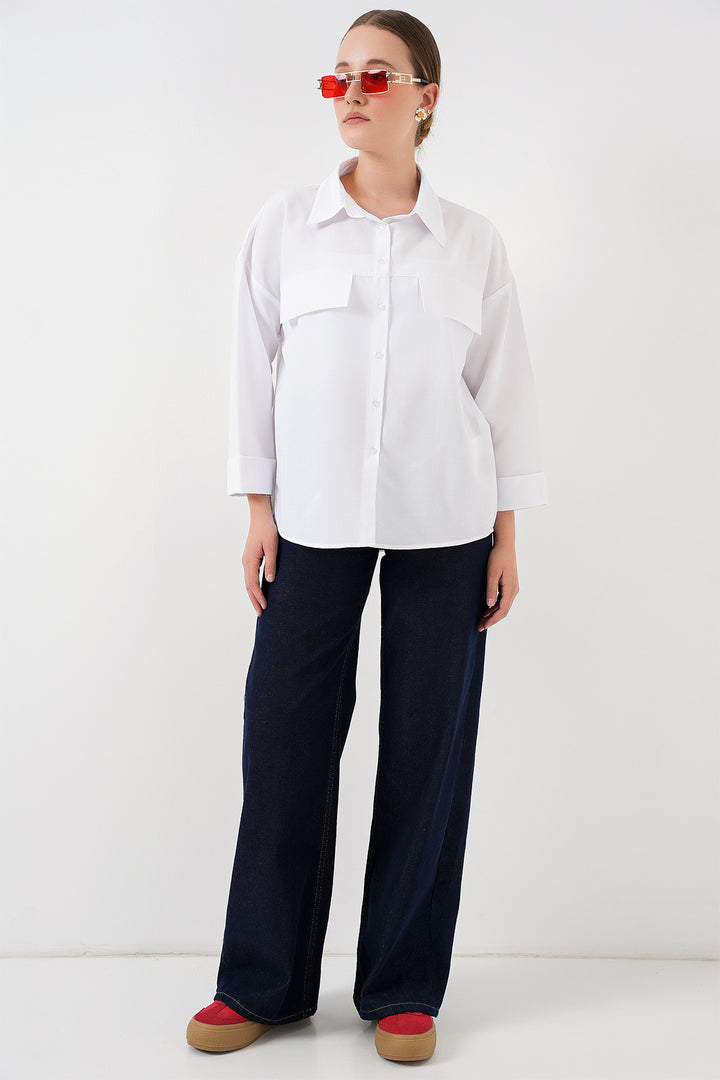 Bigdart Chemise oversize à poches pour femmes 20313 - Blanc