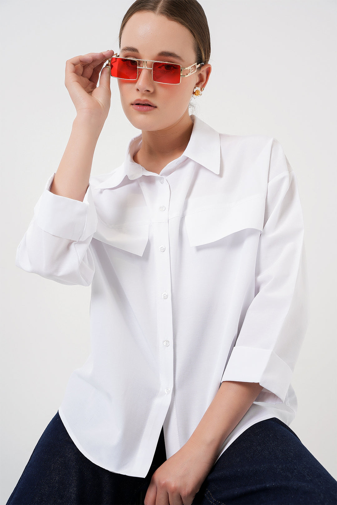 Bigdart Chemise oversize à poches pour femmes 20313 - Blanc