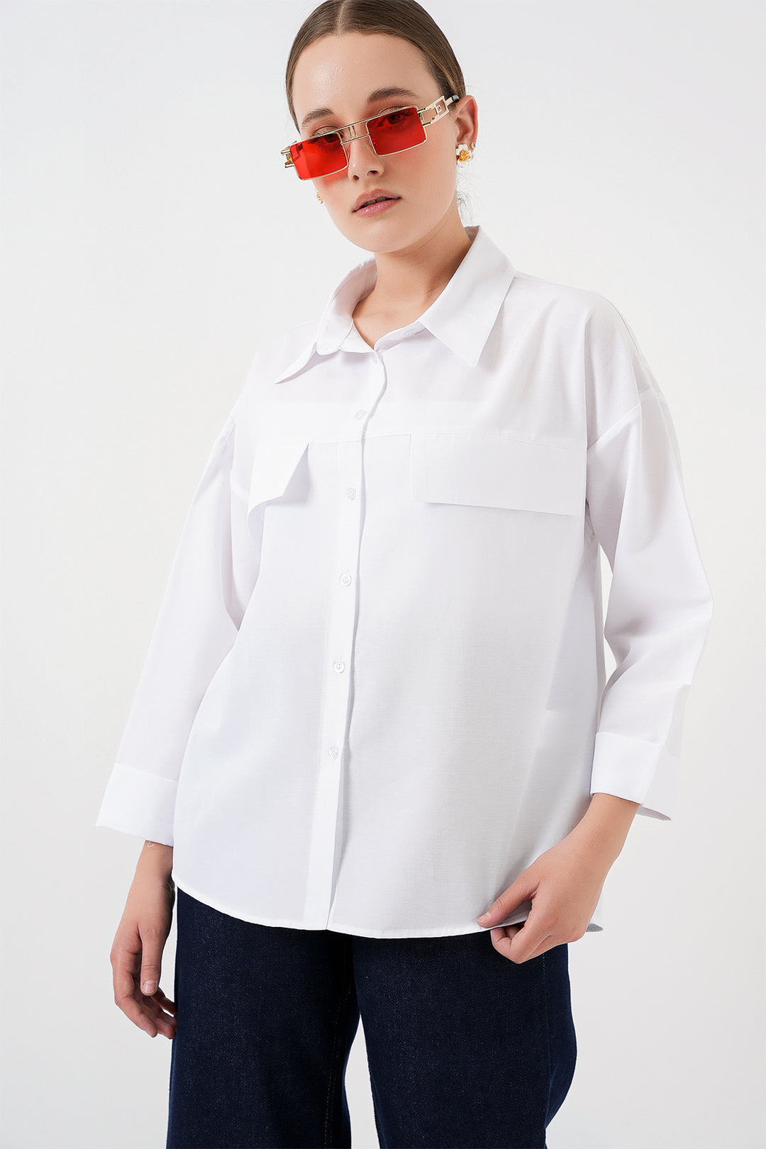 Bigdart Chemise oversize à poches pour femmes 20313 - Blanc