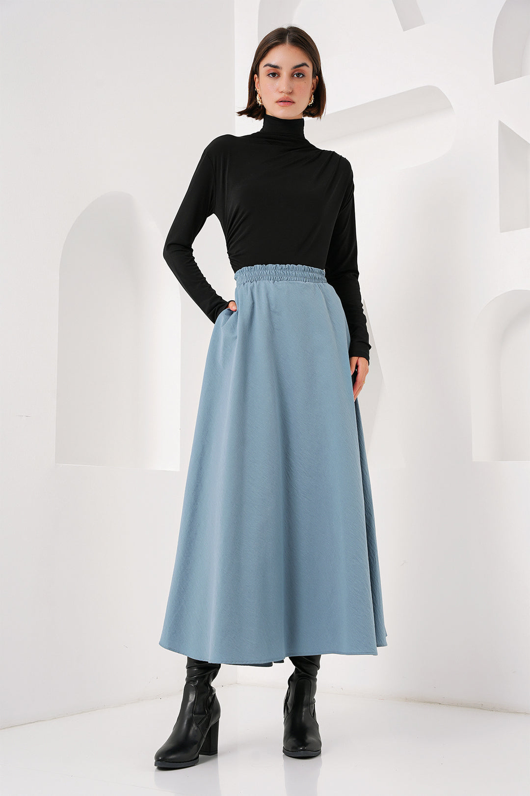Bigdart Jupe longue à poches pour femme 8024 - Indigo