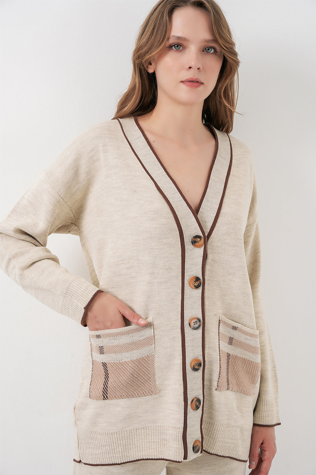 Bigdart Ensemble Tricot à Poches pour Femmes 15964 - Écru
