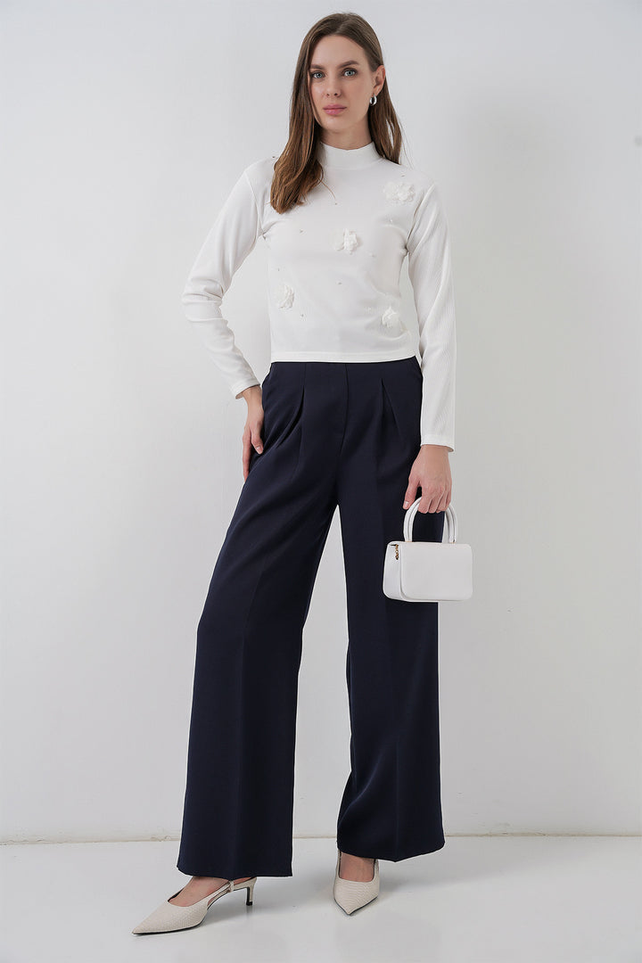 Bigdart Blouse en tricot à fleurs pour femme 978 - Blanc