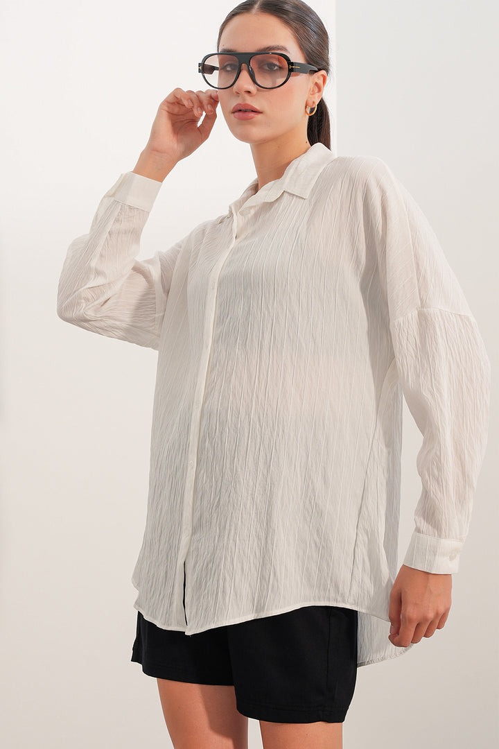 Bigdart Chemise oversize à détails graphiques pour femme 20407 - Blanc