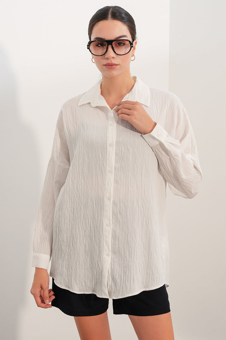 Bigdart Chemise oversize à détails graphiques pour femme 20407 - Blanc