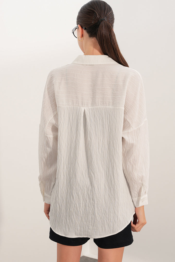 Bigdart Chemise oversize à détails graphiques pour femme 20407 - Blanc