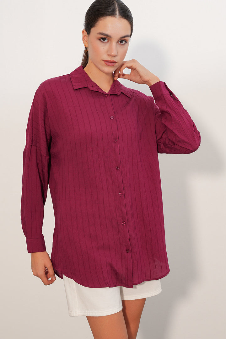 Bigdart Chemise oversize à rayures pour femme 20407 - Bordeaux