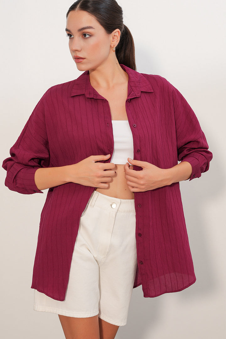 Bigdart Chemise oversize à rayures pour femme 20407 - Bordeaux