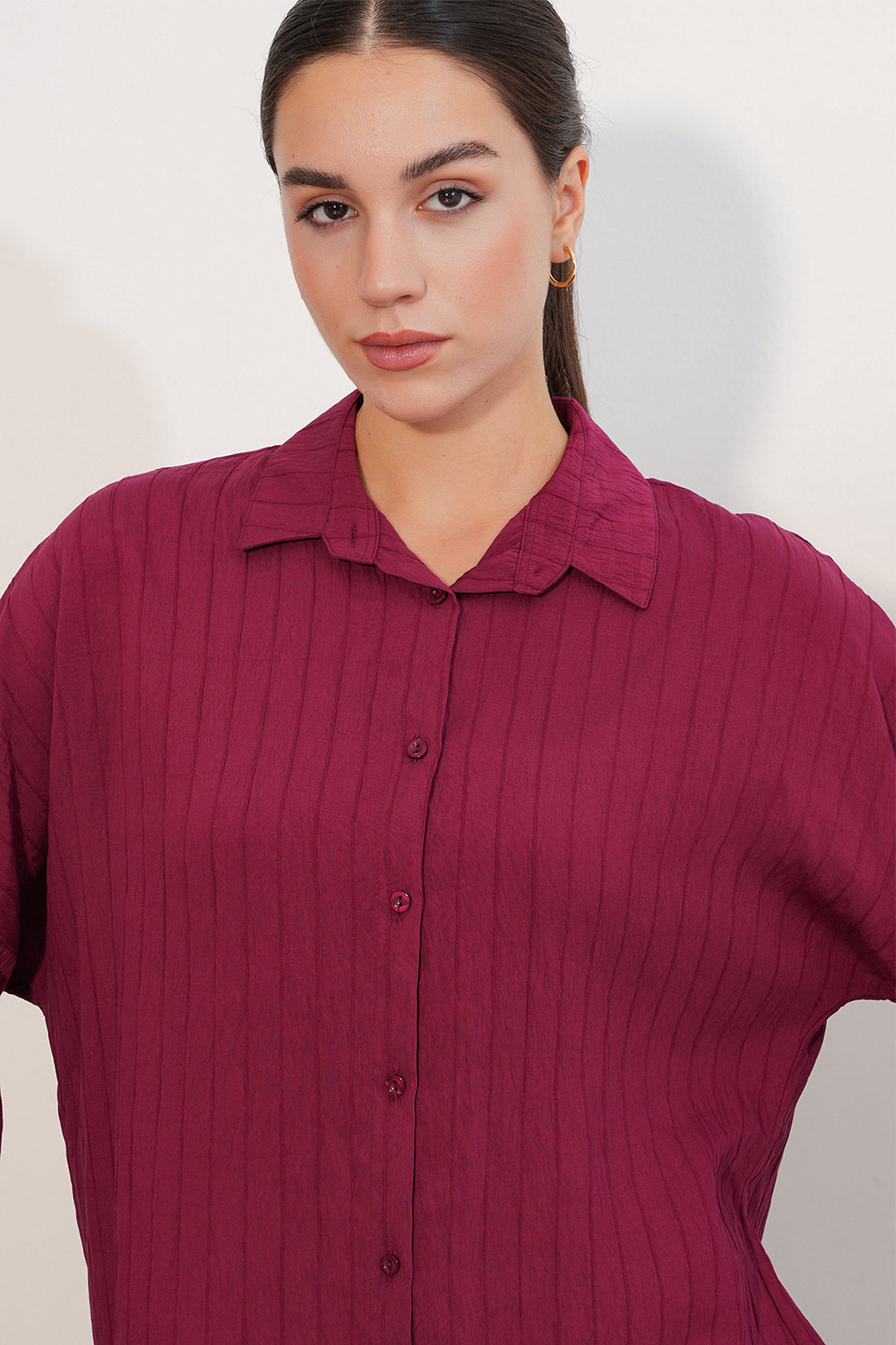 Bigdart Chemise oversize à détails rayés 20407 - Bordeaux