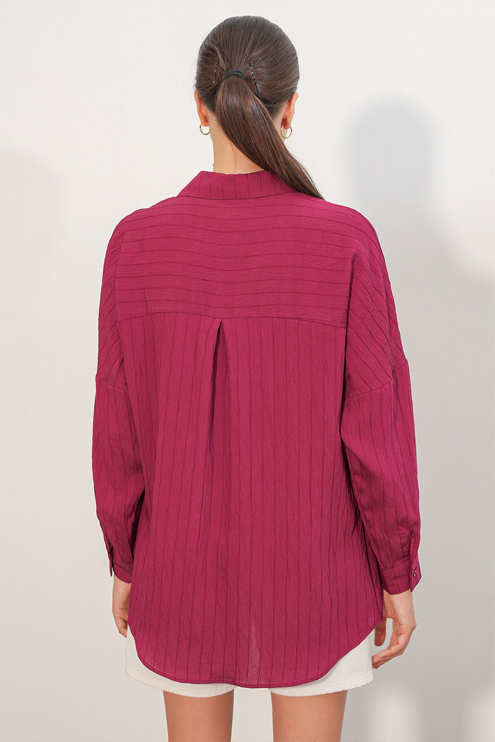 Bigdart Chemise oversize à détails rayés 20407 - Bordeaux