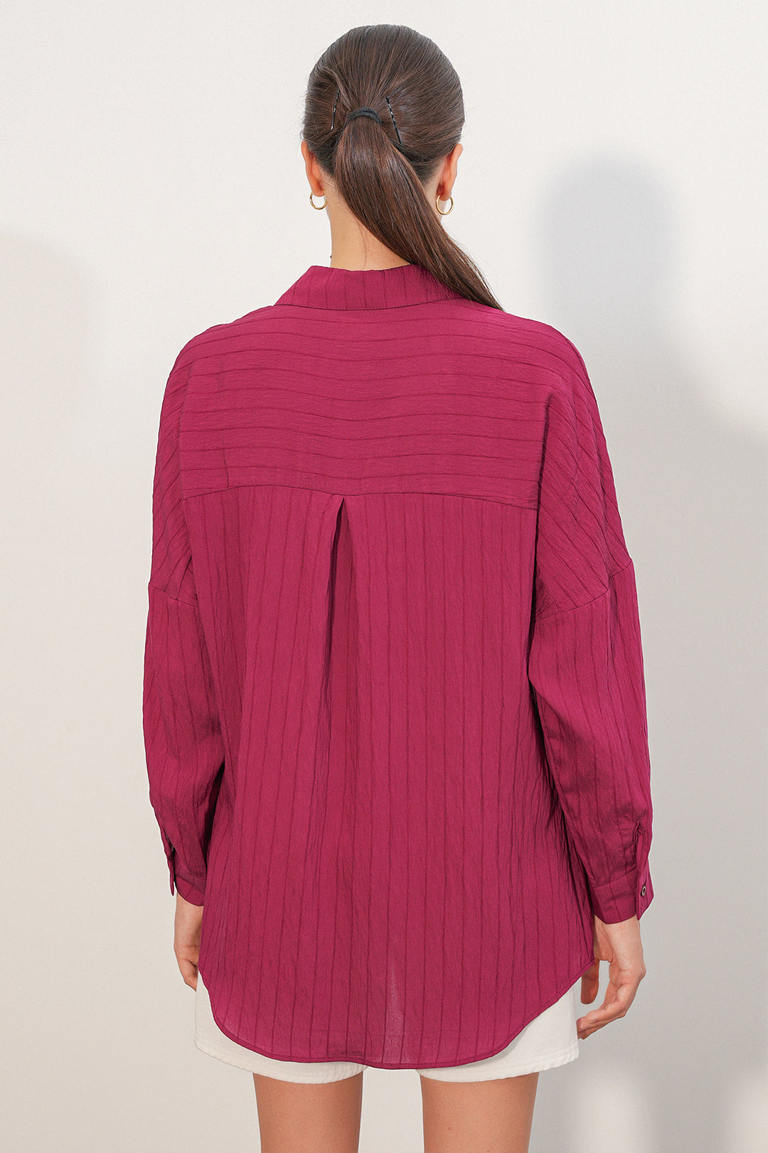 Bigdart Chemise oversize à rayures pour femme 20407 - Bordeaux