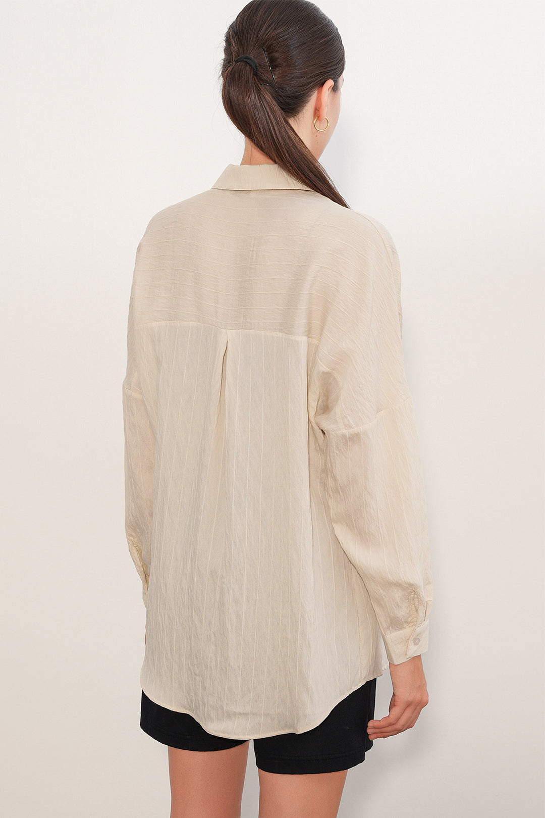 Bigdart Chemise oversize à détails rayés 20407 - Crème