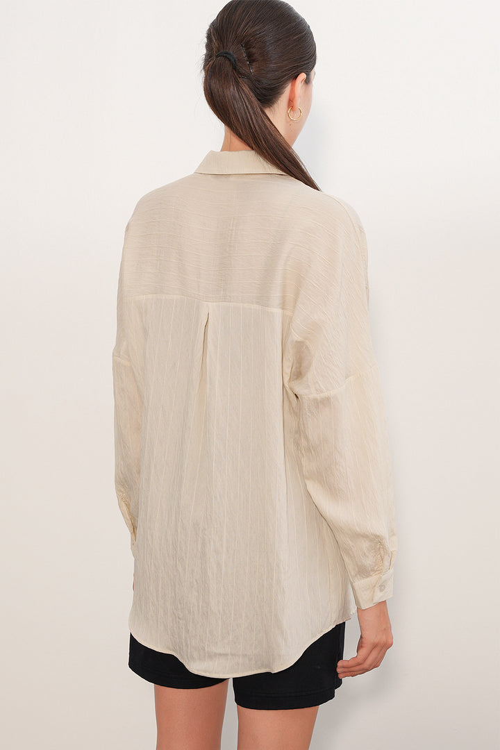Bigdart Chemise oversize à détails rayés 20407 - Crème