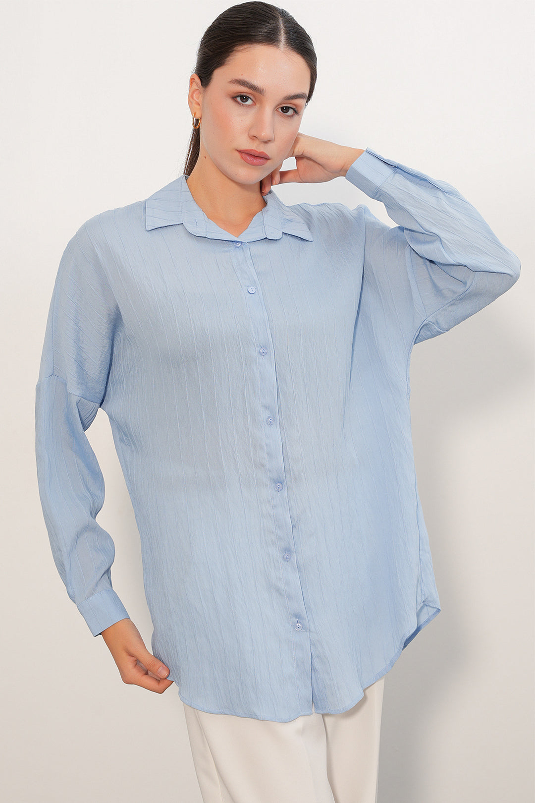 Bigdart Chemise oversize à détails rayés 20407 - Bleu