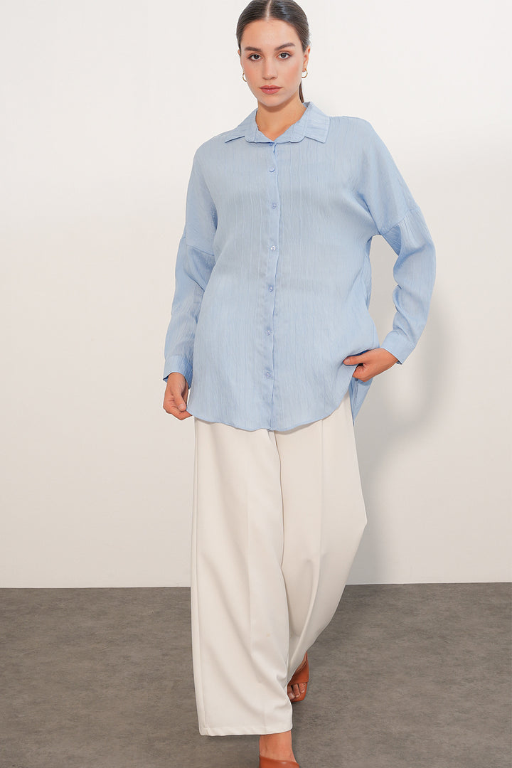 Bigdart Chemise oversize à détails rayés 20407 - Bleu