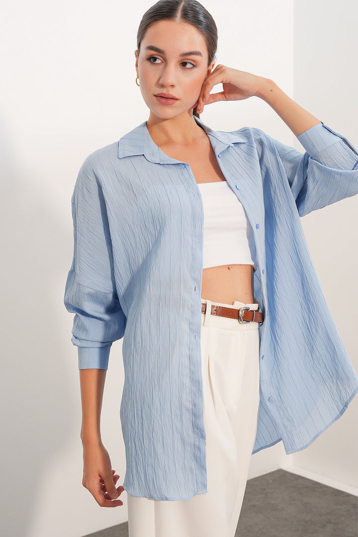 Bigdart Chemise oversize à rayures pour femme 20407 - Bleu