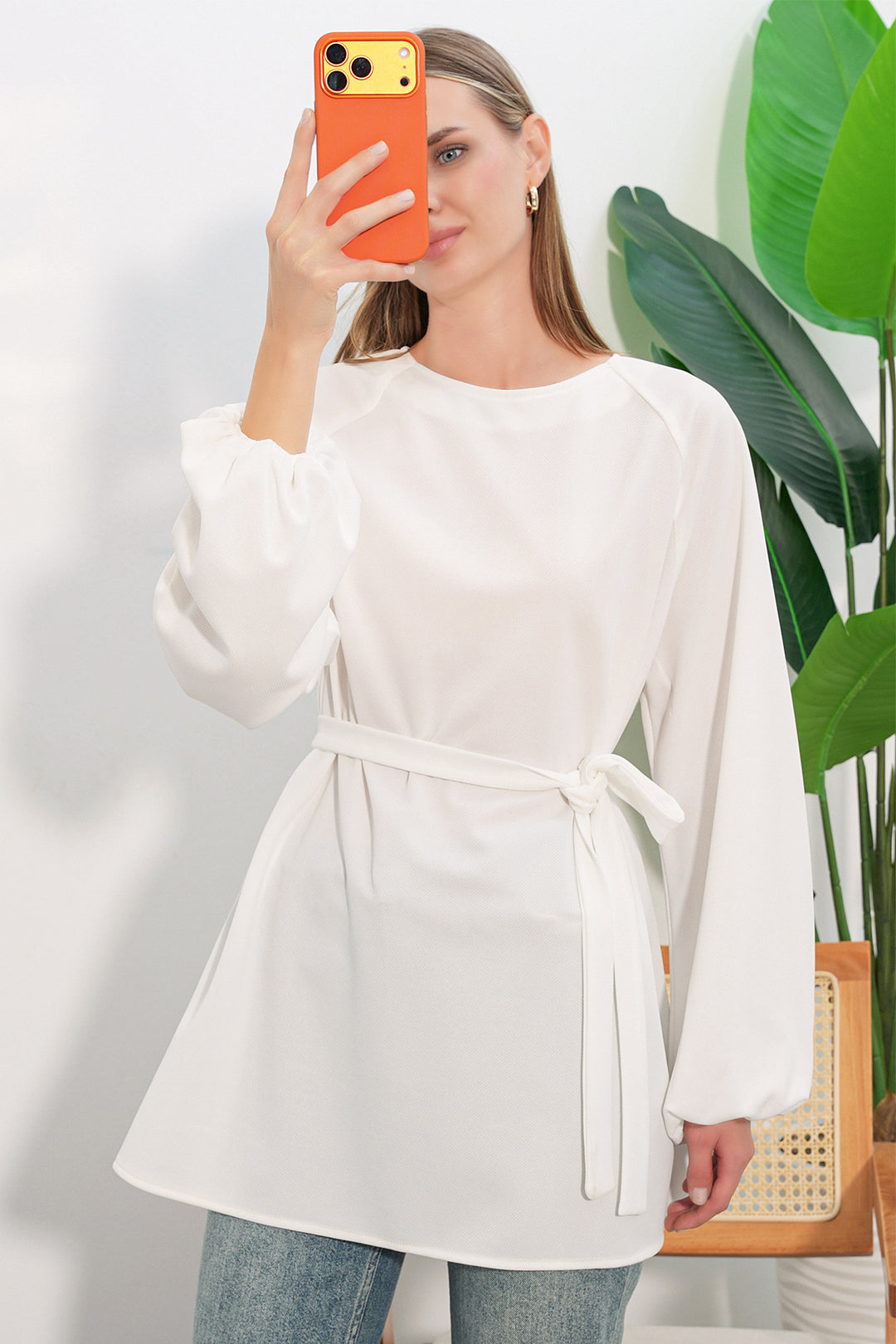 Bigdart Tunique oversize à rayures avec lacets femme 50009 - Blanc