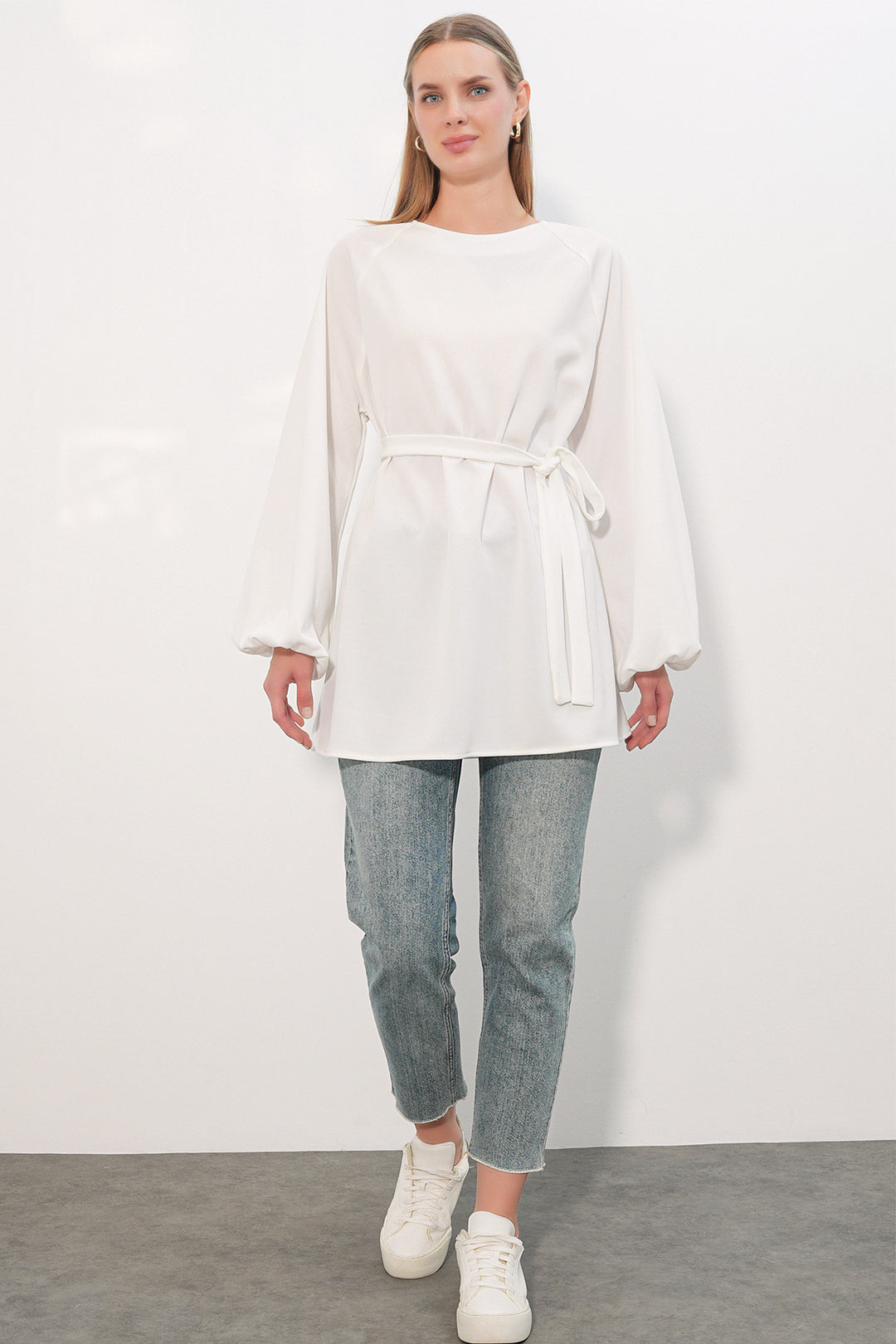 Bigdart Tunique oversize à rayures avec lacets femme 50009 - Blanc