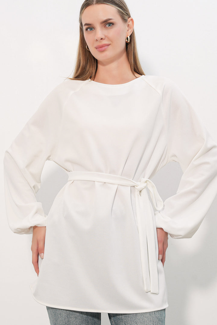 Bigdart Tunique oversize à rayures avec lacets femme 50009 - Blanc