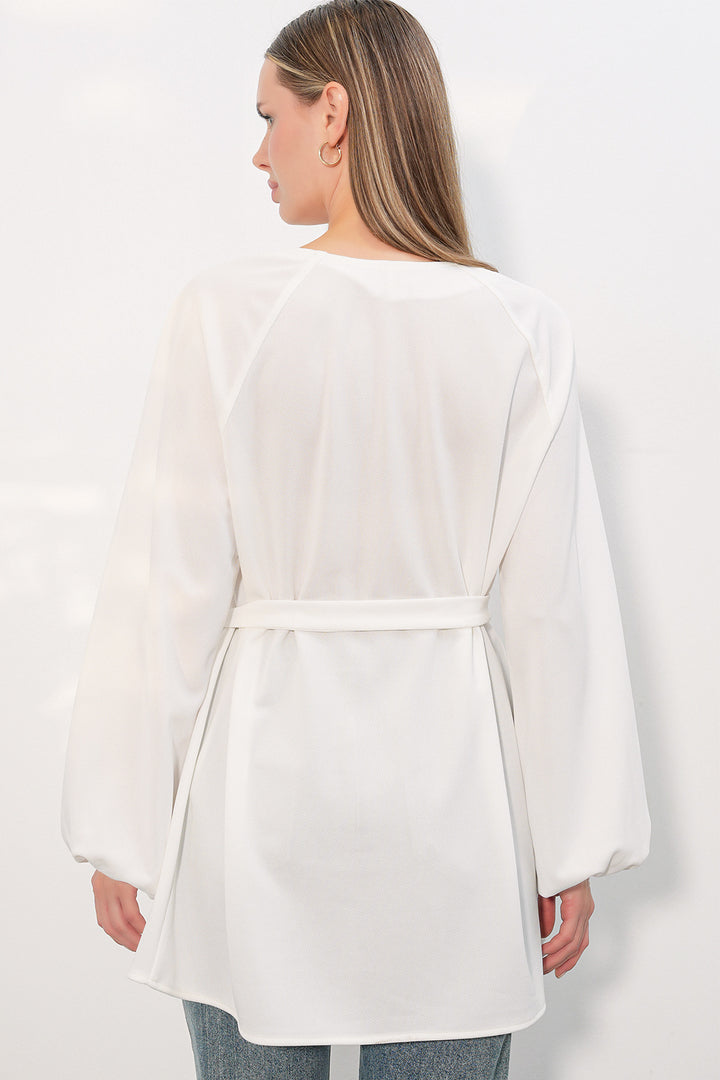 Bigdart Tunique oversize à rayures avec lacets femme 50009 - Blanc