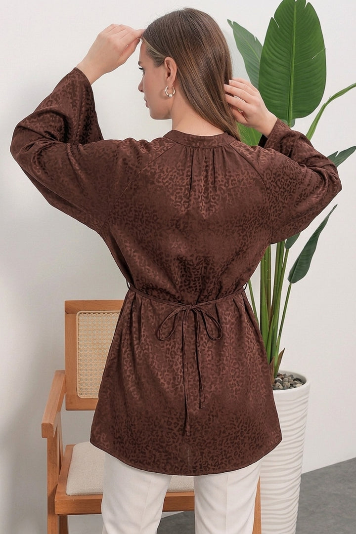 Bigdart Tunique oversize à lacets à rayures pour femme 50009 - Marron