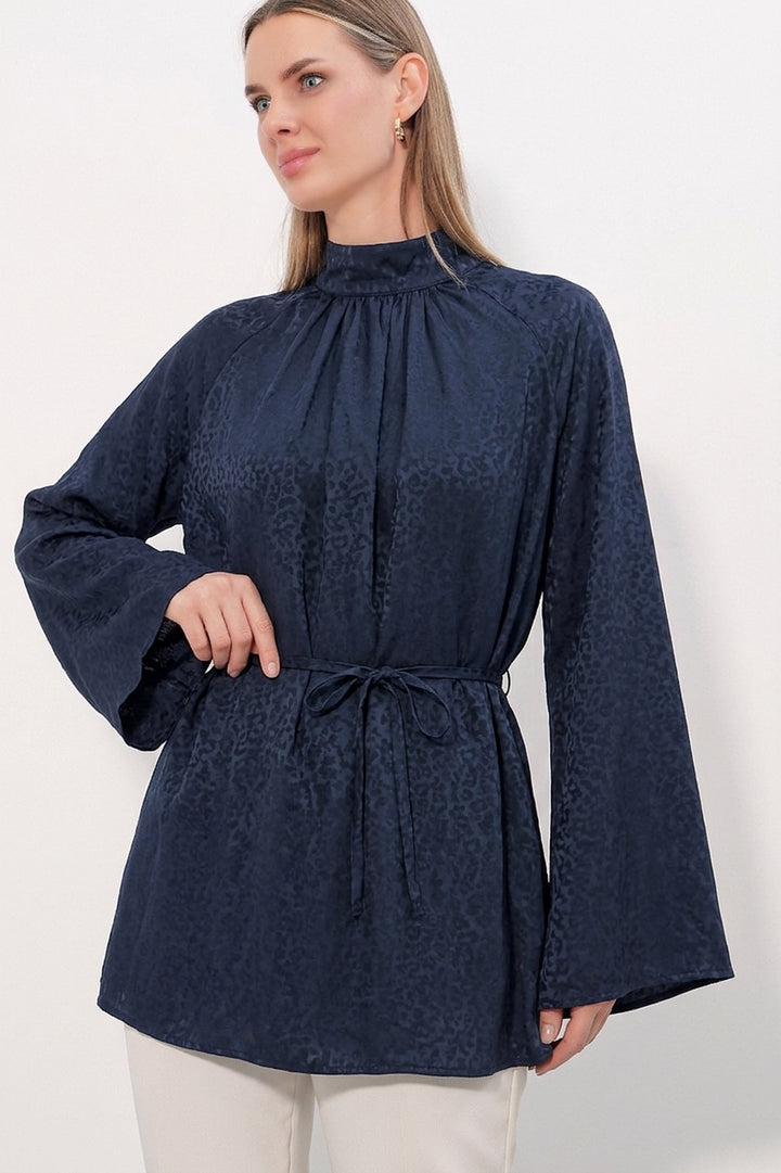 Bigdart Tunique oversize à lacets à rayures pour femme 50009 - Bleu marine