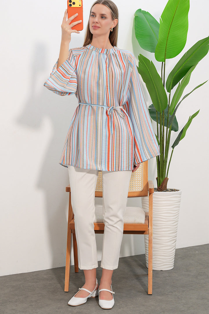 Bigdart Tunique oversize à rayures avec lacets femme 50009 - Bleu